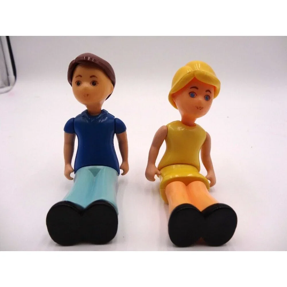 Little Tikes Dollhouse Girl Mother Yellow dress Blonde Hair and  Boy Brother Dad